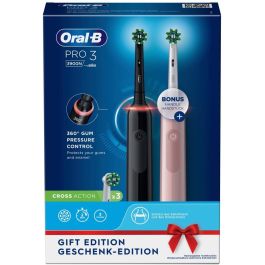 Oral-B Pro 3 3900 Duo Cepillo Dental Oscilante Negro Rosa con 3 Modos y Sensor de Presión Recargable Pack x2