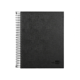 Liderpapel Cuaderno espiral A5 micro papercoat tapa forrada 140 hojas 75gr cuadro 5mm banda 5 colores 6 taladros negro