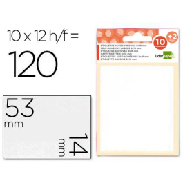 Liderpapel Etiquetas Adhesivas 14x53 mm 10 Hojas + 2 Obsequio (12 Etiquetas/Hoja) Precio: 8.49999953. SKU: B1CZAMAHCG