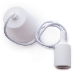Portalámparas E27 Cable - Rosetón Blanco Portalámparas E27 Cable - Rosetón Blanco