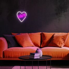 Neolia Lámpara Forever Neon LED Love Heart, Corazón Iluminación Decoración Rosa LED USB, Luz de Pared Decorativa Neón