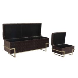 Descalzadora Glam DKD Home Decor Marron Dorado 42 x 48 x 120 cm Set de 3