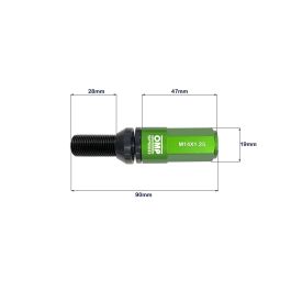 Omp OMPS09971408 Juego 20 Tornillos Rueda Aluminio Negro Protector Verde M14x1.25 Llave 17-19 Largo 28mm