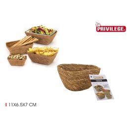 Cesta rectangular de Seagrass 11x6.5x7 cm - Privilege (24 Unidades)