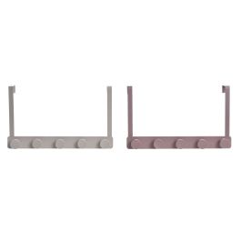 DKD Home Decor Perchero de Metal Glam para Baño, Marrón Crema, 5 Colgadores, 5x20x33 cm, Acabado Mate, Set de 4 Unidades