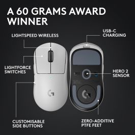 Logitech G PRO X SUPERLIGHT 2 LIGHTSPEED EER2-933 Ratón Gaming Inalámbrico Óptico Blanco 32000 DPI USB-C