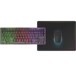 Mars Gaming MCPWTKL Pack Gaming Inalámbrico 3 en 1: Teclado TKL FRGB Rainbow + Ratón RGB 3200 DPI + Alfombrilla, DualPro Link