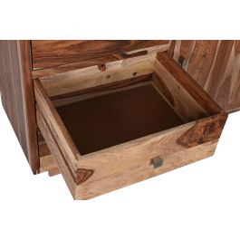 DKD Home Decor Vitrina Marron Natural 42 x 190 x 100 cm Sheesham Cristal Hecho a Mano 3 Cajones 3 Puertas 1 Estanteria