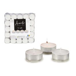 Acorde Set 100 Velas de Té Blancas de Cera y Aluminio, 4 Horas de Duración, Medidas por Pieza: 3.75x3.75x1.6 cm (10 Unidades)