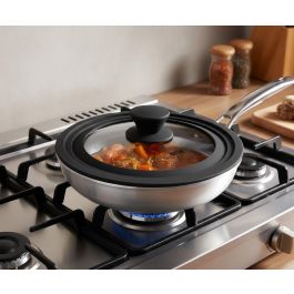 Quttin Tapa para Sartén de Vidrio con Borde de Goma, Compatible con 18, 20 y 22 cm (12 Unidades)