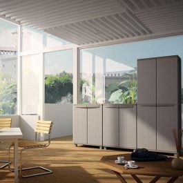 Terry Armario escobero jrattan 368, resina, gris, 4 baldas, 68x37.5x170 cm