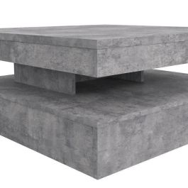 Coffee CFTT4181-U39 Mesa de Centro Cuadrada Giratoria con 2 Estantes, Tablero de Partículas, Aspecto Hormigón Gris Claro, L 78 x P 78 x H 35,4 cm