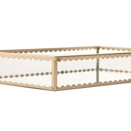 DKD Home Decor Bandeja Decoración Glam Dorado de Cristal y Metal 14 x 4 x 24 cm (4 Unidades)