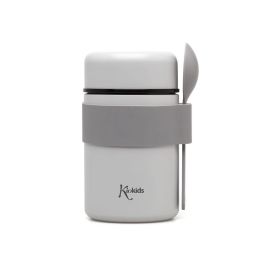 KioKids Termo Papillero De Acero Inoxidable 500 mL Con Cuchara Gris - Mantiene Temperatura 12h