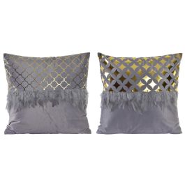 DKD Home Decor Cojín Chic Gris Dorado 15x45x45 cm con Plumas, 100% Poliéster, Cierre Cremallera Oculta (4 Unidades) Precio: 26.72406. SKU: B1FCPLKC9N