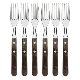 Tramontina Juego de 6 Tenedores Jumbo para Asado, Acero Inoxidable con Mango Polywood Castaño 20,5cm Precio: 15.59000058. SKU: S7919482