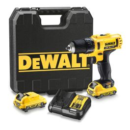 Dewalt Taladro atornillador XR 10,8V 10mm, 2 baterías, cargador y maletín DCD710D2-QW, 2 velocidades, luz LED