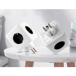 Q-connect Regleta Cubo 5 en 1 Directo a Pared, 5 Tomas de Corriente, 75x75x112mm