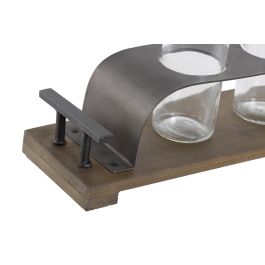 DKD Home Decor Jarrón Loft Negro Marrón Cristal Metal Set de 3 Piezas 11 x 45 x 22 cm