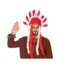Penacho Plumas Indio Rojo Blanco Hombre Adulto Accesorio Precio: 5.50000055. SKU: B1DSTJSHMM