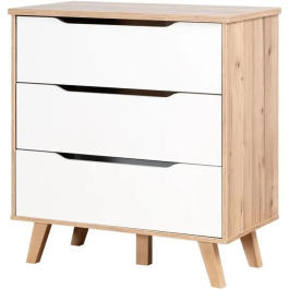 FINLANDEK Cajonera VANKKA Escandinava Roble Blanco Mate 80x42x42 cm 3 Cajones Madera