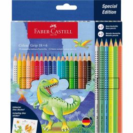 FABER-CASTELL 201546 Lápices de Colores Colour Grip Dino Lavables y Ergonómicos con Mango Antideslizante, 24 Piezas Precio: 24.50000014. SKU: B1FVGSLD72