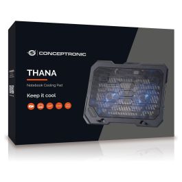 Conceptronic Base de Refrigeración para Portátil 15.6" con 2 Ventiladores USB, Ajuste de Altura, Antideslizante - Para Portátiles hasta 15.6 Pulgadas