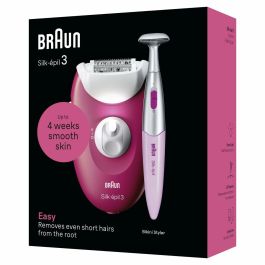 Braun 3-202 Depiladora Eléctrica Silk-épil 3 con 20 Pinzas, Recortadora y Función de Masaje, Color Fruta del Bosque