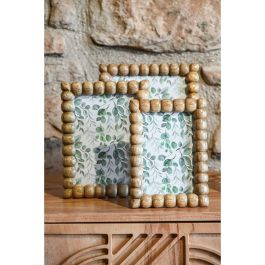 DKD Home Decor Marco Foto 10X15 Marron Mango y Cristal con Detalles Bolas 2 x 18 x 13 cm