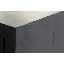 DKD Home Decor Buffet Negro y Natural de Madera de Mango y Ratán con Patas de Metal, 4 Puertas, 2 Estanterías, 160x40x90 cm