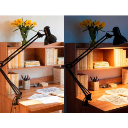 Q-connect Lampara Escritorio Antares Metalica con Pinza Interruptor Brazo Doble 3 Articulaciones Color Negro