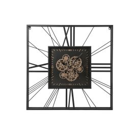 DKD Home Decor Reloj de Pared Estilo Loft Negro Dorado 8 x 80 x 80 cm de Metal y Cristal con Movimiento. Funciona con 3 Pilas AA. Precio: 120.50000017. SKU: B1655GVZNX