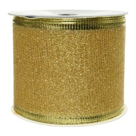 Decoris Lazo con purpurina dorado, Cinta decorativa navideña Oro 6,3 x 270 cm