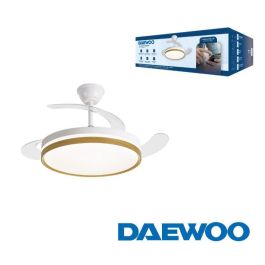 DAEWOO Ventilador de Techo Retráctil con LED, 42 Pulgadas, Motor 30W, 36W, 3 Temperaturas, Control por APP, Diseño Madera Precio: 71.9466. SKU: B1ECBPNPCZ
