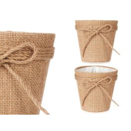 Ibergarden Macetero de Tela con Lazo, Color Marrón, Fabricado en Tela, Plástico y Cuerda, 14 cm Ancho x 13 cm Alto x 15 cm Largo (24 Unidades) Precio: 51.49999943. SKU: B19XPLXMLK