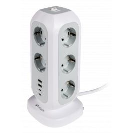 Verbatim Regleta de Enchufes con 11 Tomas, 2 USB-C, 2 USB-A, Interruptor y Cable de 2m, Blanco