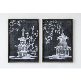 DKD Home Decor Cuadro Oriental Negro Blanco Cristal Bambú 50 x 70 x 2.8 cm (2 Unidades) Precio: 67.17678. SKU: S3028641
