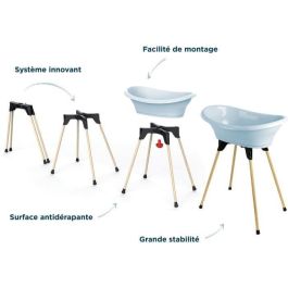 Thermobaby TER3023191494431 Vasco Bañera Multiusos 5 en 1 Flores Azules, Fabricada en Francia