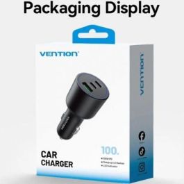 Vention FFQB0 Cargador de Coche Rápido 100W con 2x USB-C y 1x USB-A Compatible con PD QC AFC FCP SCP PPS