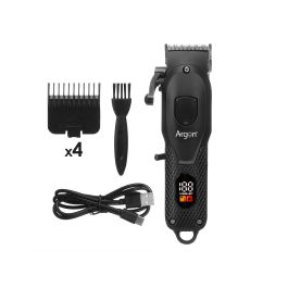 Argon Maquina Cortapelo Profesional Digital con 4 Accesorios, Batería 1200mAh, USB, Negro, 16.5x3.8x5.5 cm
