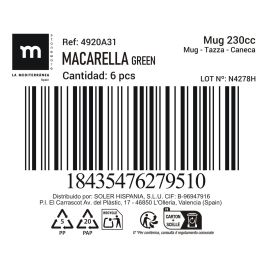 Mug Macarella Green 230 ml - Inde (48 Unidades) Mug Macarella Green 230 ml - Inde (48 Unidades)