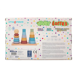 Imaginovo Torre de Formas Apilables Madera Infantil +18 Meses 17 Piezas 28x20x9cm Juguete Educativo