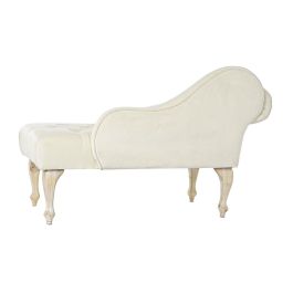 DKD Home Decor Chaiselongue Glam Poliester Rubberwood Desmontable Crema Natural Largo 55 x Alto 77 x Ancho 119 cm Asiento 43 cm