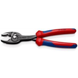 KNIPEX 82 02 200 TwinGrip Alicates universales de agarre frontal bimateria 200mm, Acero Cromo Vanadio Azul/Rojo
