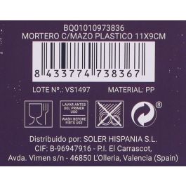 Mortero con Mazo de Plástico 11x9 cm Quttin (12 Unidades)