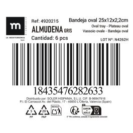 Bandeja Oval Gris Almudena 25x12 cm - Inde (24 Unidades) Bandeja Oval Gris Almudena 25x12 cm - Inde (24 Unidades)