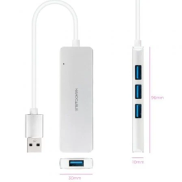 Nano Cable 10.16.4602 Hub USB 3.0 de 4 Puertos USB-A, Plata
