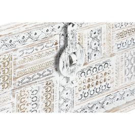 DKD Home Decor Baúl Indio Blanco Dorado 40 x 45 x 80 cm Mango y Metal Hecho a Mano