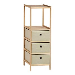 Estantería Kipit 2 baldas y 3 cajones, madera y tela beige, 26x89x32 cm (4 Unidades) Precio: 130.68999944. SKU: S3609901
