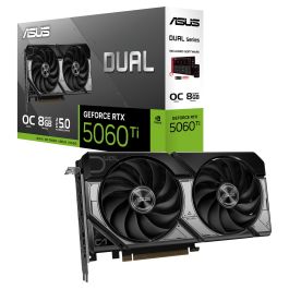 ASUS RTX 5060 Ti Dual OC 8GB GDDR7 Tarjeta Gráfica, 4608 CUDA Cores, 2632 MHz Frecuencia OC, PCI Express 5.0, 7680x4320